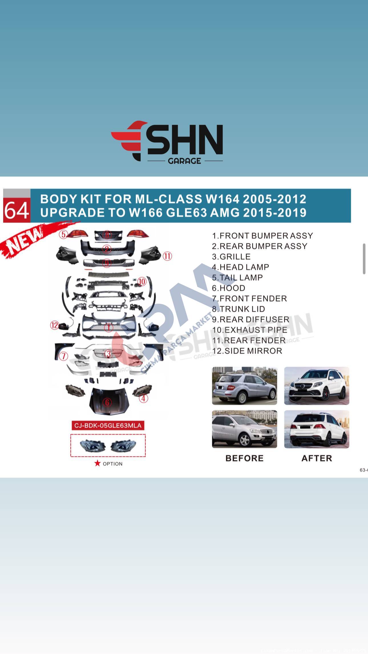 2005 2012 Mercedes Ml 2015   2019 DÖNÜŞÜM SETİ