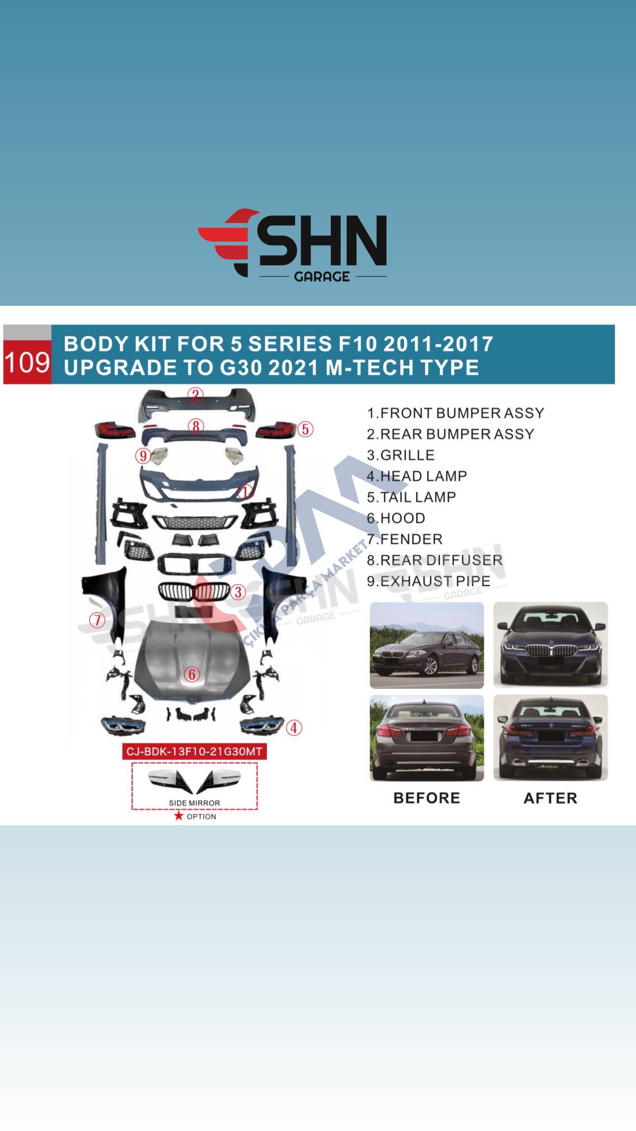 2011 2017 BMW 5 Serisi F10   G30 2021 M TECH DÖNÜŞÜM SETİ